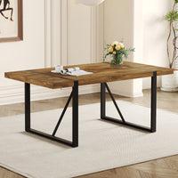 Rustic Industrial Rectangular Wood Dining Table For 4-6 Per…
