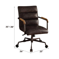 Harith Antique Slate Top Grain Leather Office Chair with Ad…