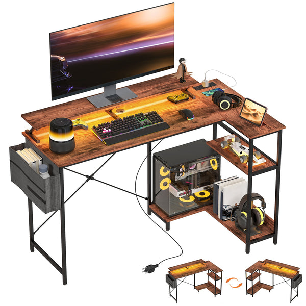 HOMCOM 58' Reversible L Shaped Desk with Storage Bag, Corne…