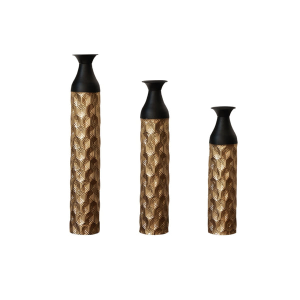 Floor Metal Vases Decorated White Metal Vases Set of 3 Gorg…