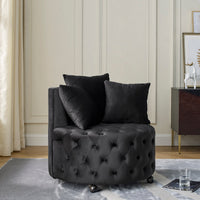 Modern Velvet Upholstered Swivel Chair with Button Tufted D…