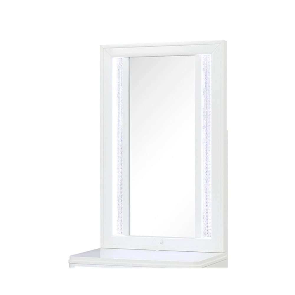 Abigale Modern Style Mirror for Nightstand Top made with wood frame and LED in White(Only Mirror TOP)