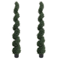 6FT single-color spiral-shaped potted cedar tree, a realist…