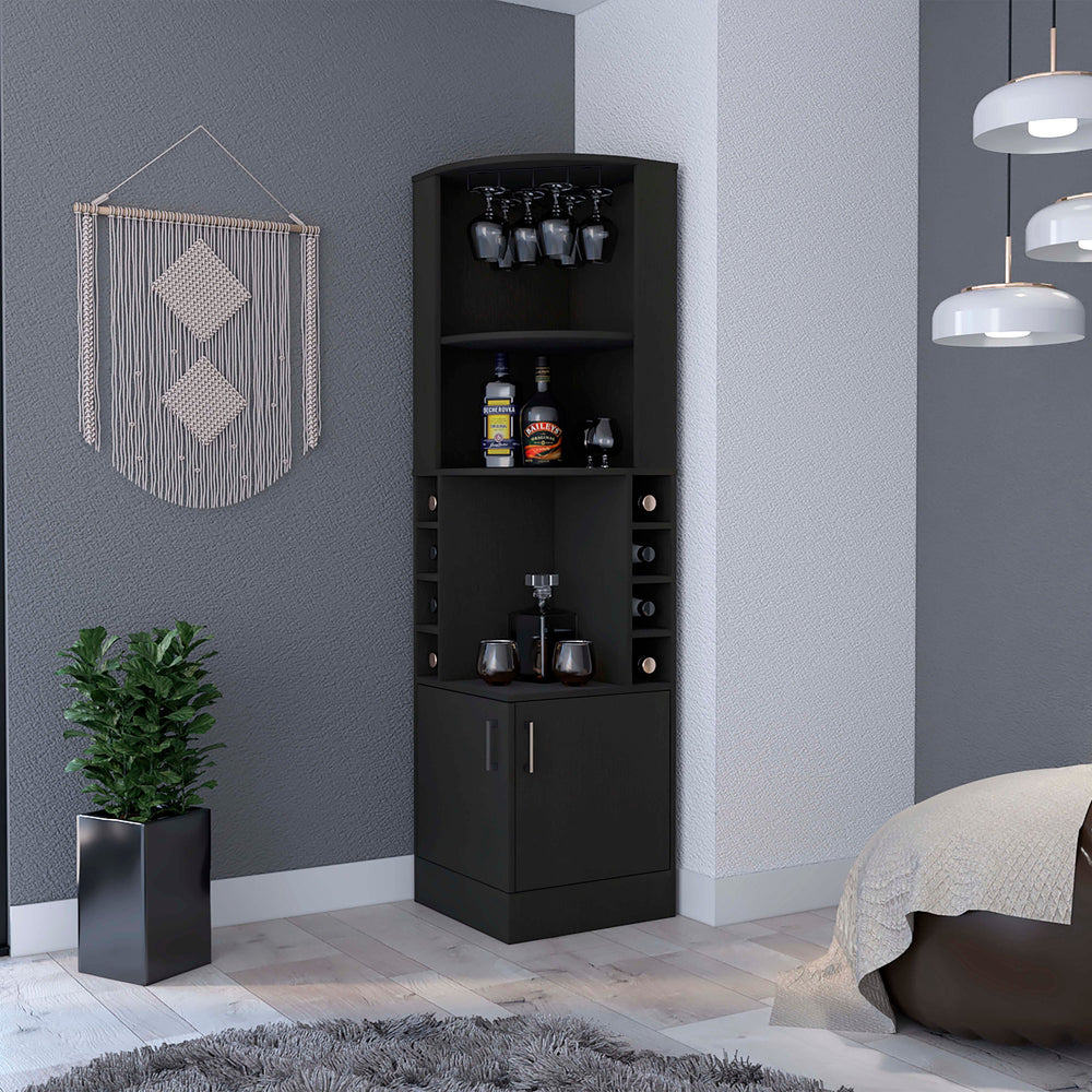 Bar Cabinet Papprika, 8 Wine Cubbies, Double Door, Black We…