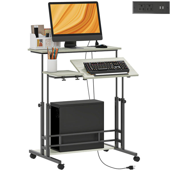 HOMCOM Standing Desk with Power Outlets, Height Adjustable…