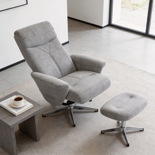 Swivel chenille Recliner with Ottoman Chair Modern Armchair…