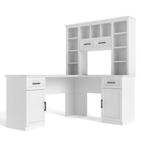 L-Shaped Computer Desk with 2 Cabinets and 2 Drawers, 11 Op…