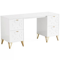 Computer Desk with File Drawers, Wood Executive Desk for Ho…