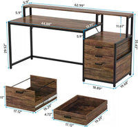 Computer Desk, Ergonomic Office Desk with Drawers & Monitor…