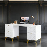 Computer Desk with File Drawers, Wood Executive Desk for Ho…