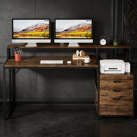 Computer Desk, Ergonomic Office Desk with Drawers & Monitor…
