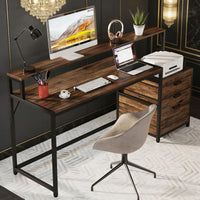Computer Desk, Ergonomic Office Desk with Drawers & Monitor…