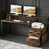Computer Desk, Ergonomic Office Desk with Drawers & Monitor…