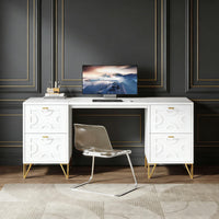Computer Desk with File Drawers, Wood Executive Desk for Ho…