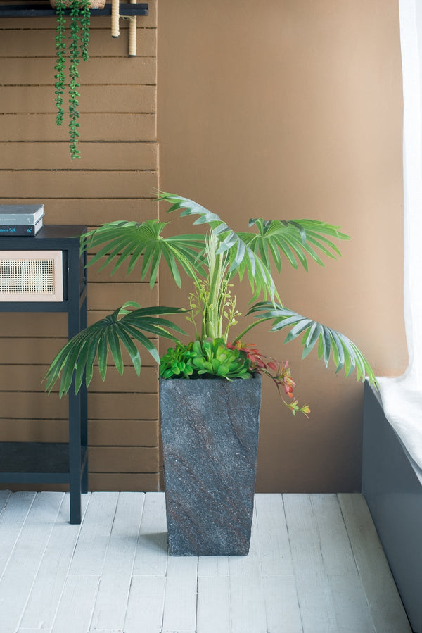 9.4x9.4x18.1' Cement Planter Large, Indoor Outdoor Garden F…