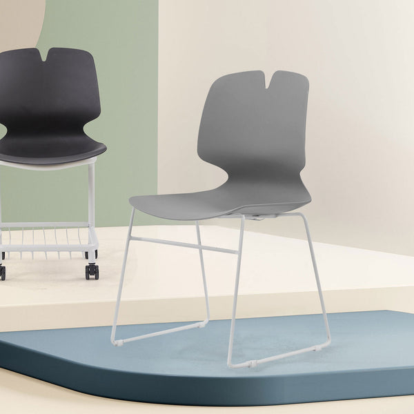 Modern Stacked Office Chair Set with Ergonomic Design in Gr…