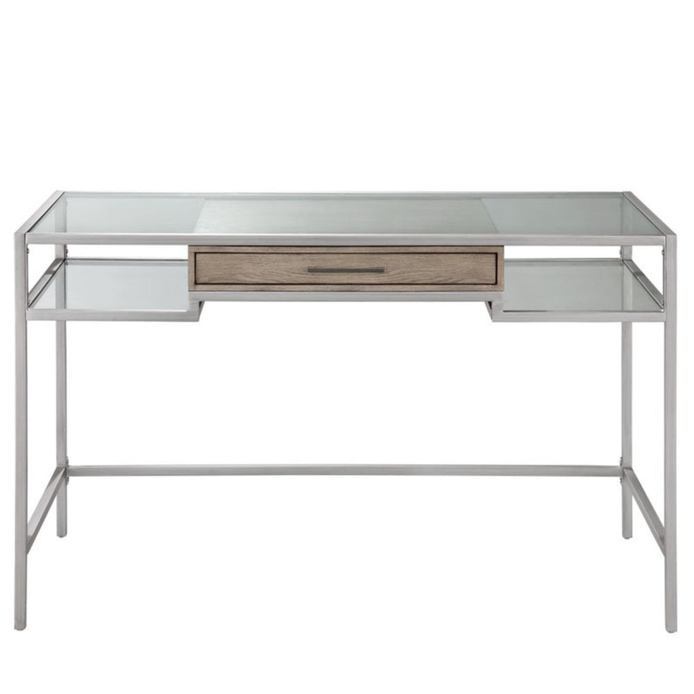 Adela Writing Desk Contemporary Style Silver Finish Metal a…