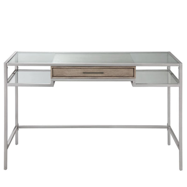 Adela Writing Desk Contemporary Style Silver Finish Metal a…