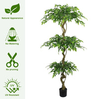 6FT Lifelike Artificial Ficus Tree with Black Pot for Home…