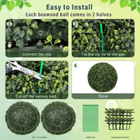 18.5IN dark Artificial Topiary Balls Outdoor Faux Boxwood D…