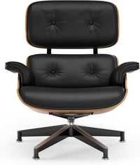 Top Black Grain Leather, Mid Century Chaise Lounge Chair an…
